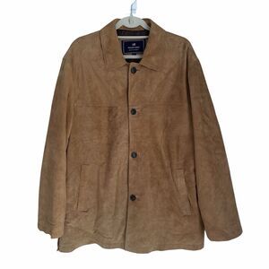 VTG 90s Newport Harbor Genuine Suede Leather Jacket Men’s Tan Washable Size L